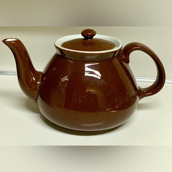 Mid Century Vintage Brown Ceramic Restaurant Diner Style Lidded Teapot - Picture 1 of 16
